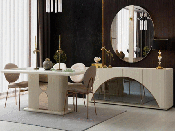 TABLE TV DIAMOND BEIGE MARRON+BUFFET+TABLE A MANGER 6 PLACES – Image 5