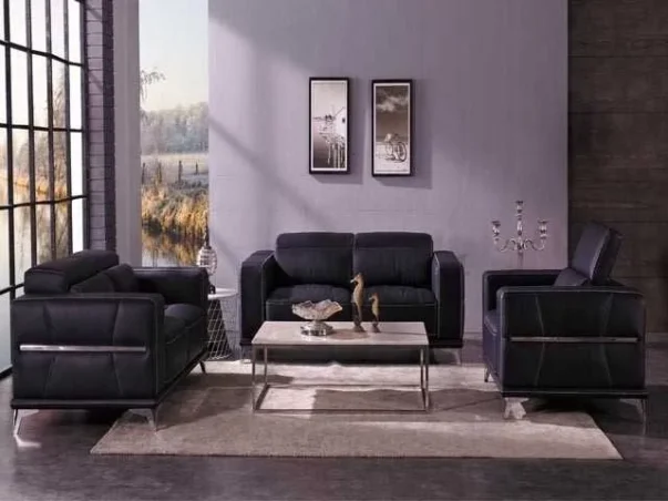 SALON CUIR 6 PLACES FM302 CLR GRIS FONCE SX-09