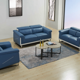 SALON CUIR 6 PLACES FM336 BLUM COULEUR GRIS FONCE LA07/MOUTARDE 15-02