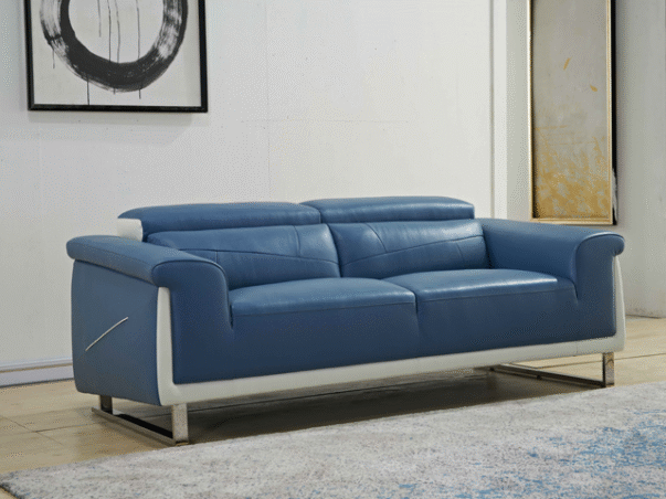 SALON CUIR 6 PLACES FM336 BLUM COULEUR GRIS FONCE LA07/MOUTARDE 15-02 – Image 3