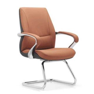 FAUTEUIL VISITEUR PU YS2302C GX005 ORANGE+YS019 MARRON 72*67*103